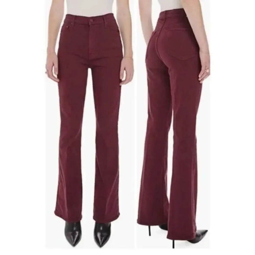 MOTHER Skimp High Waist Flare Jeans Burgundy B1466